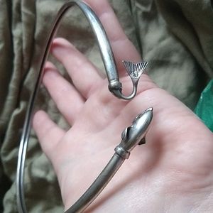 Dolphin or fish collar necklace sterling silver 925 vintage